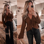"Chocolate" Cropped Tie Sweater