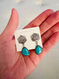 Genuine Turquoise Concho Drop Earrings