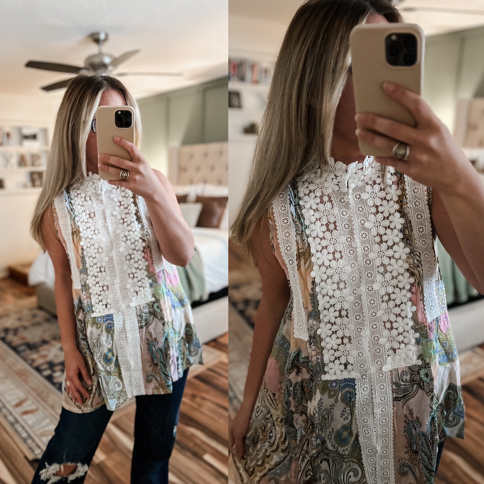 "Flower Power" Sleeveless Blouse