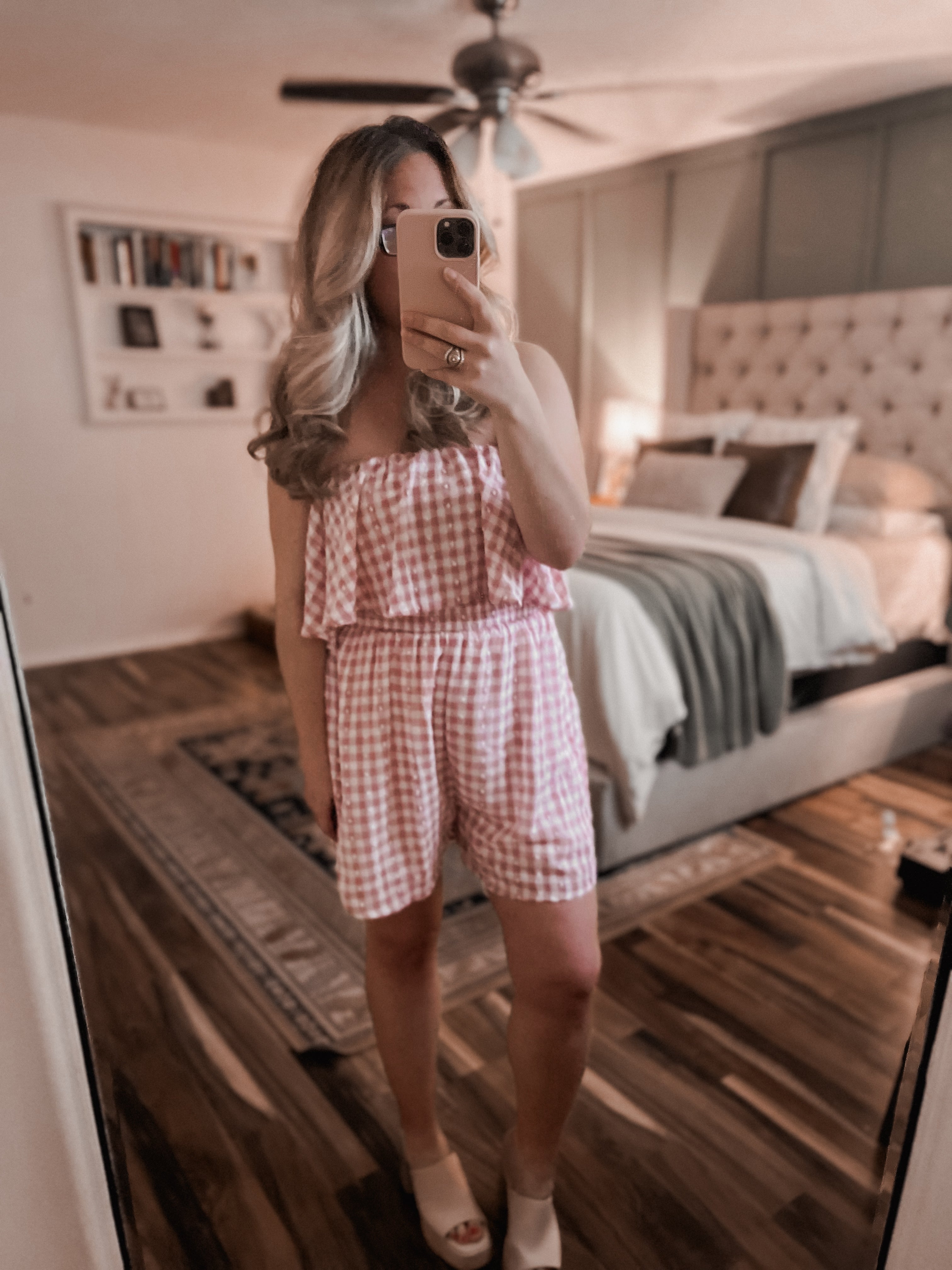 "Gingham" Blush Romper