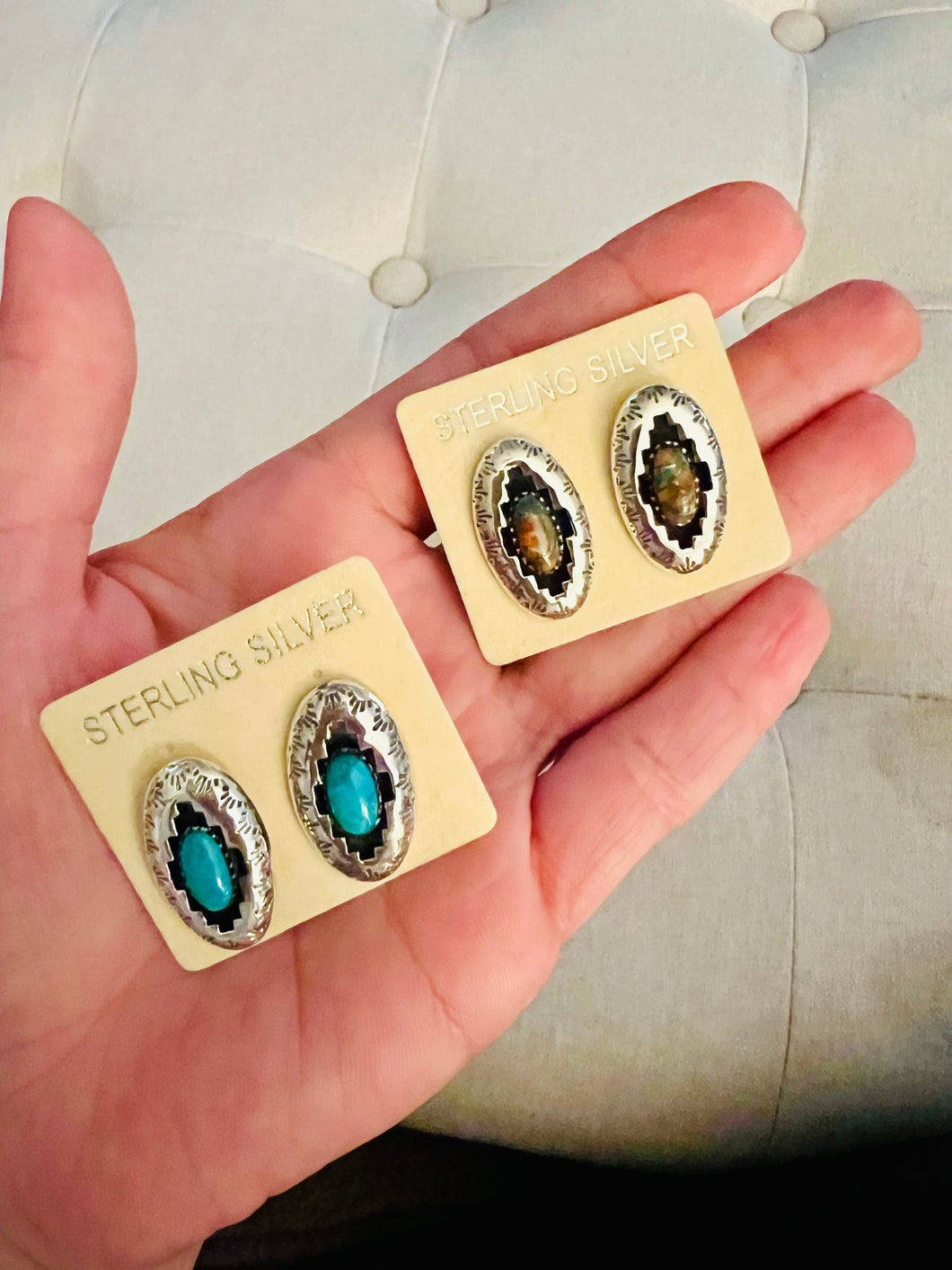 Genuine Turquoise Western Stud Earrings