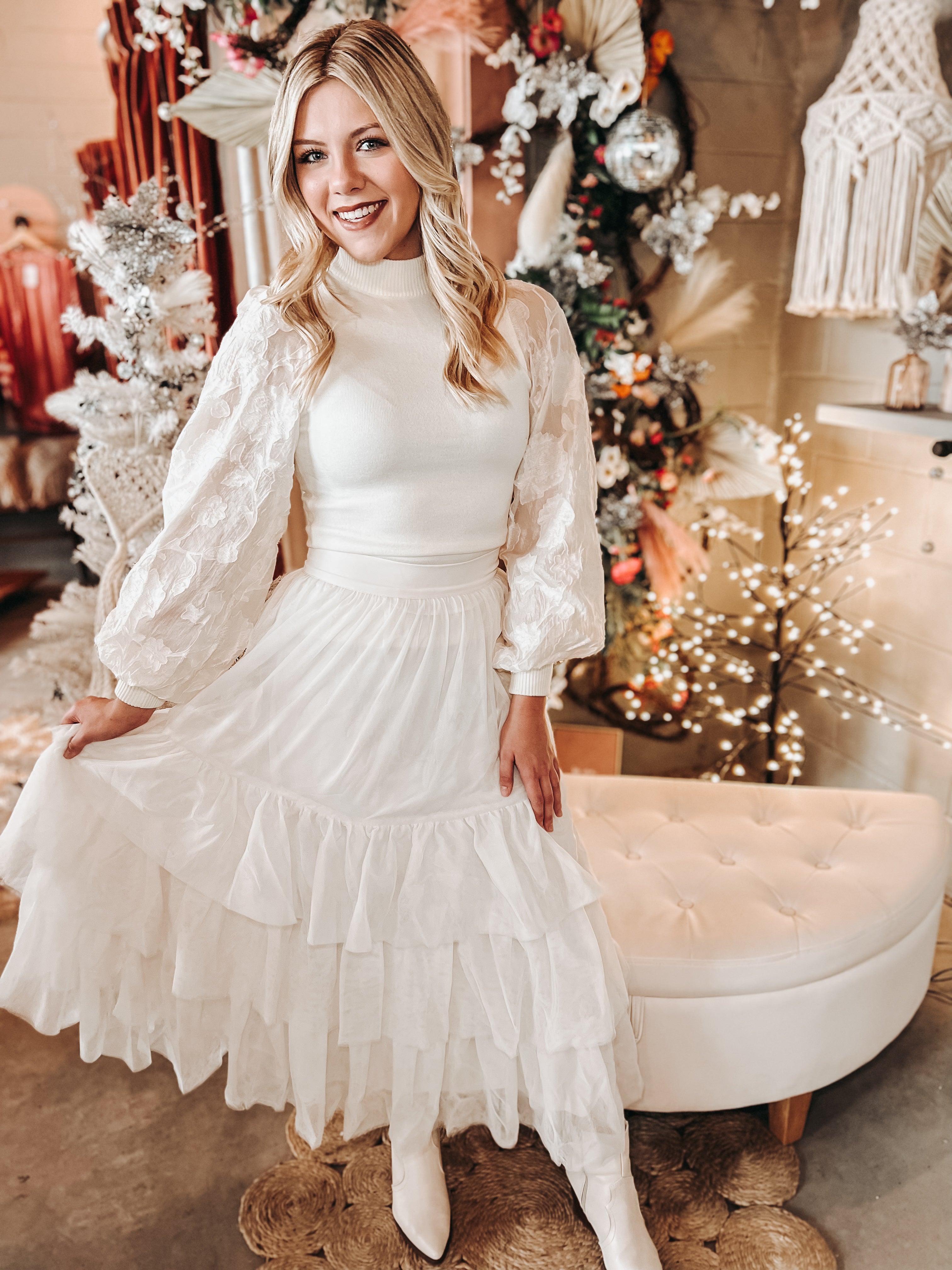 "Merry" White Skirt