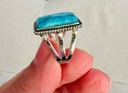 Genuine Turquoise Rectangle Ring