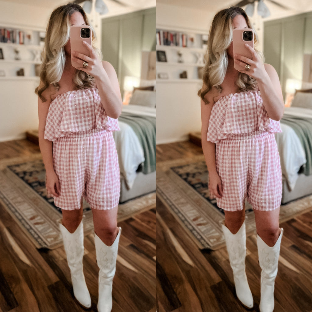 "Gingham" Blush Romper