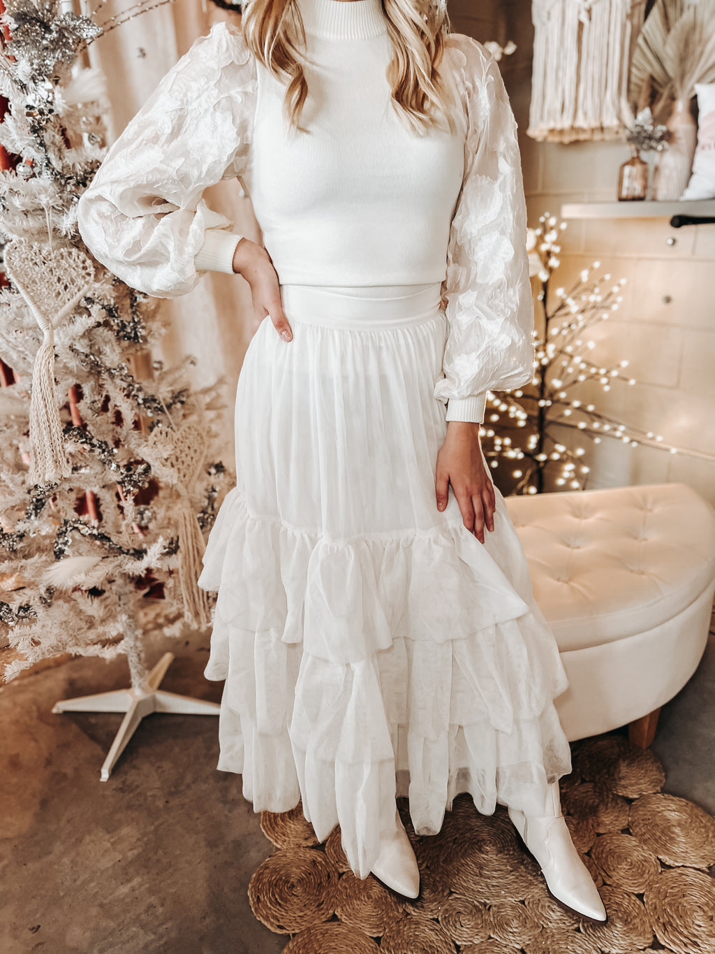 "Merry" White Skirt