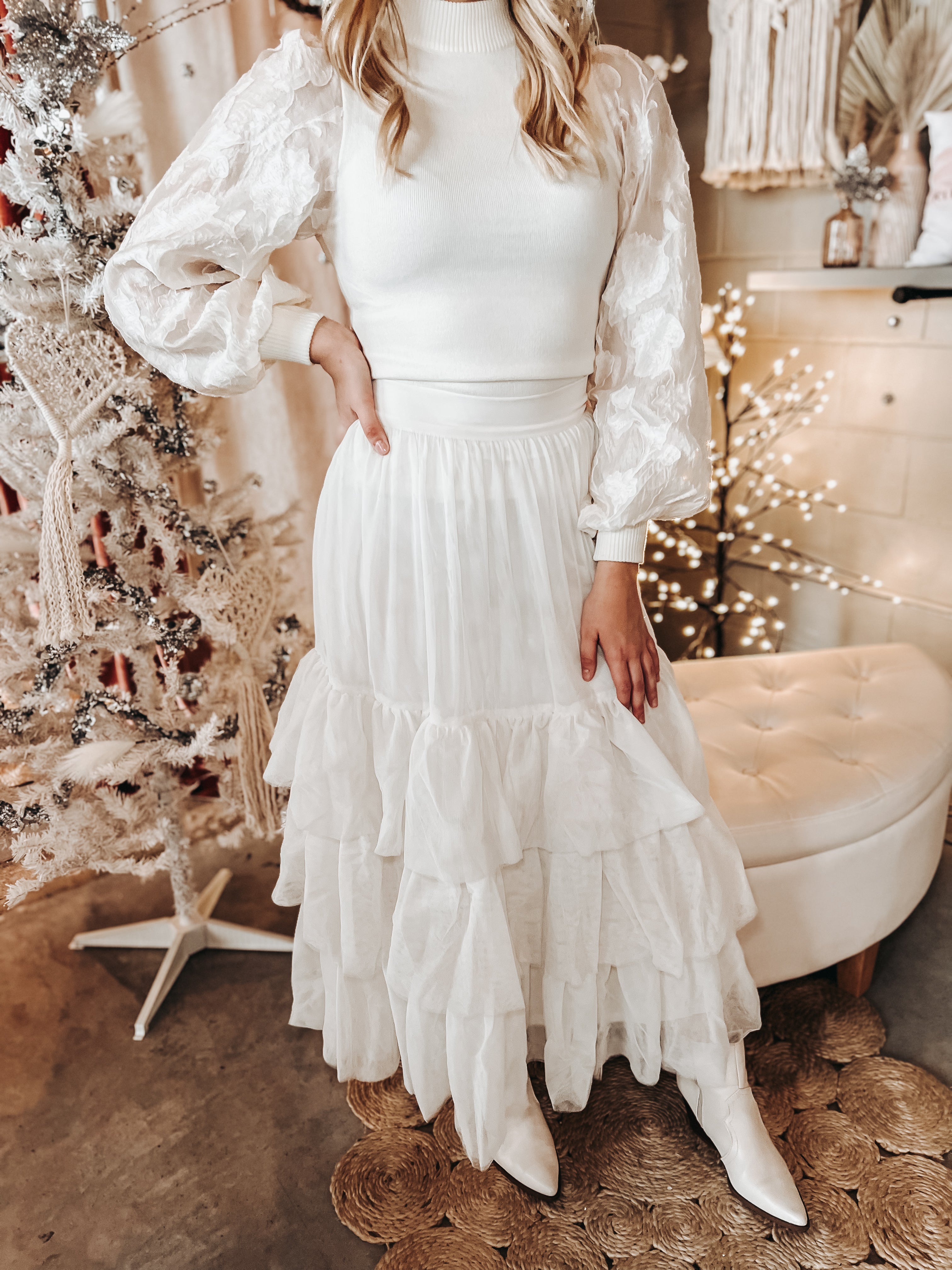 "Merry" White Skirt