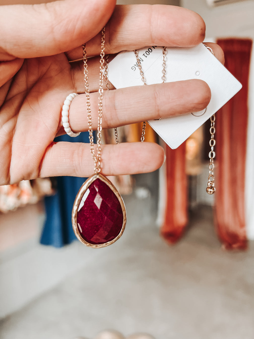 Maroon Drop Necklace