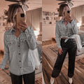 "JB" Long Sleeve Denim Blouse