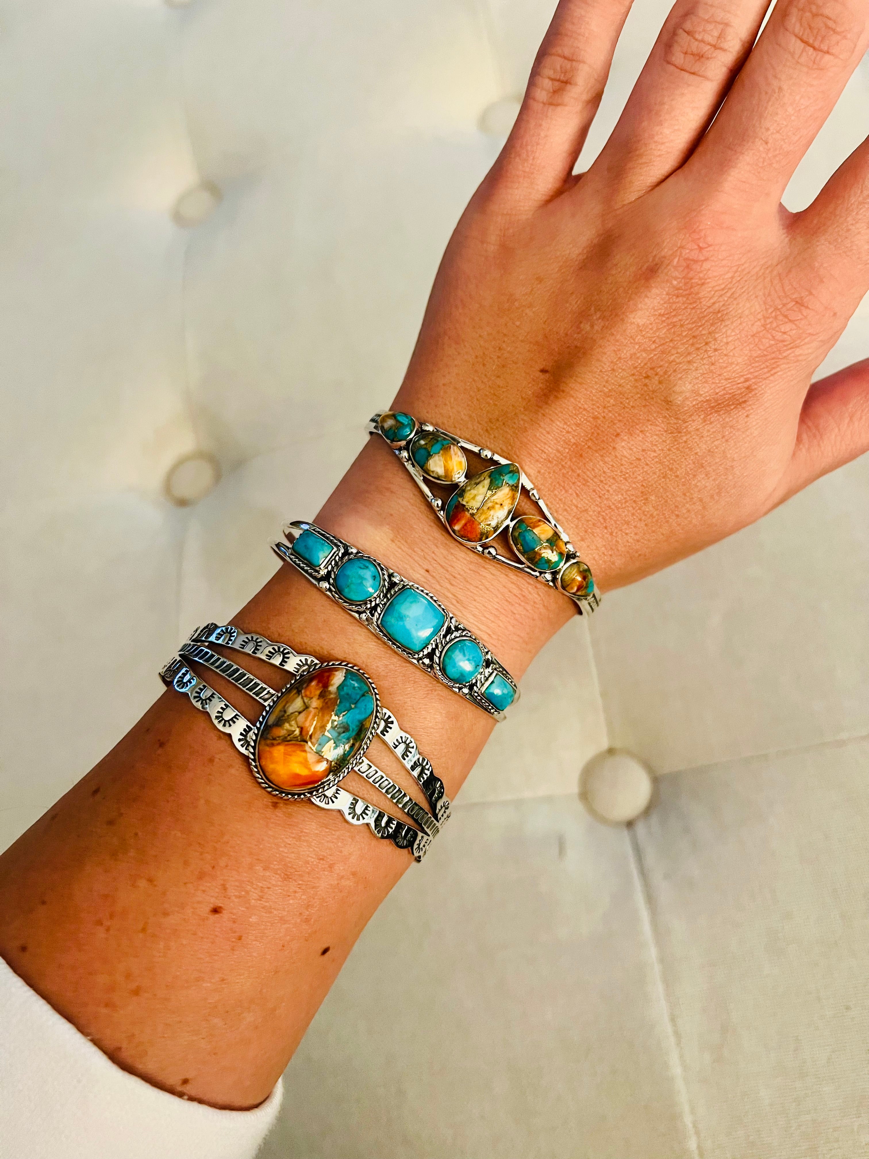 Genuine Turquoise  Single Band Bracelet