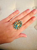 Genuine Turquoise Spiny Oyster Blossom Ring