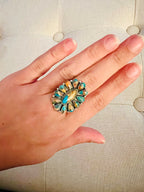 Genuine Turquoise Spiny Oyster Blossom Ring