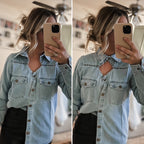 "JB" Long Sleeve Denim Blouse
