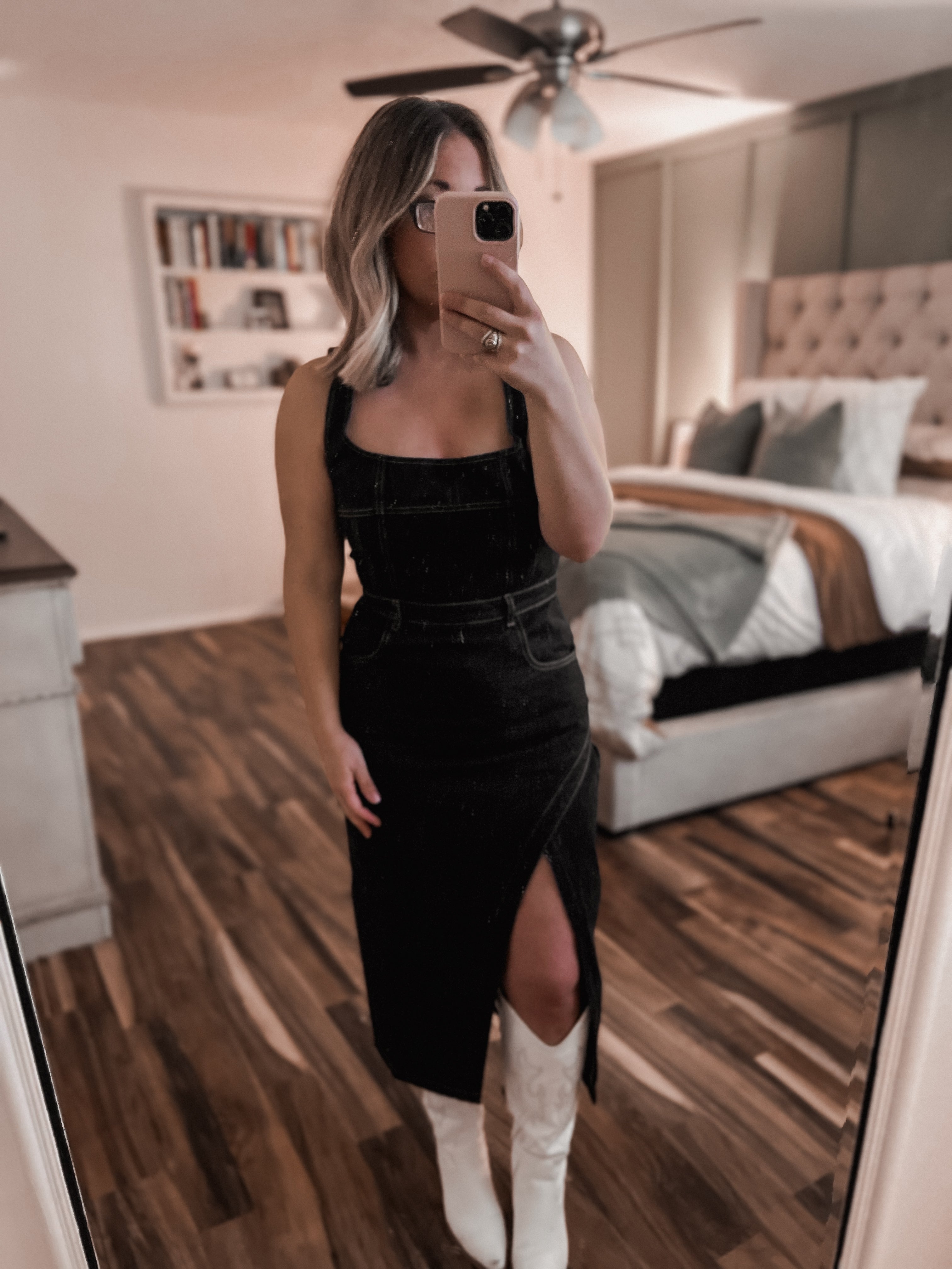 Denim Fitted Midi Dress