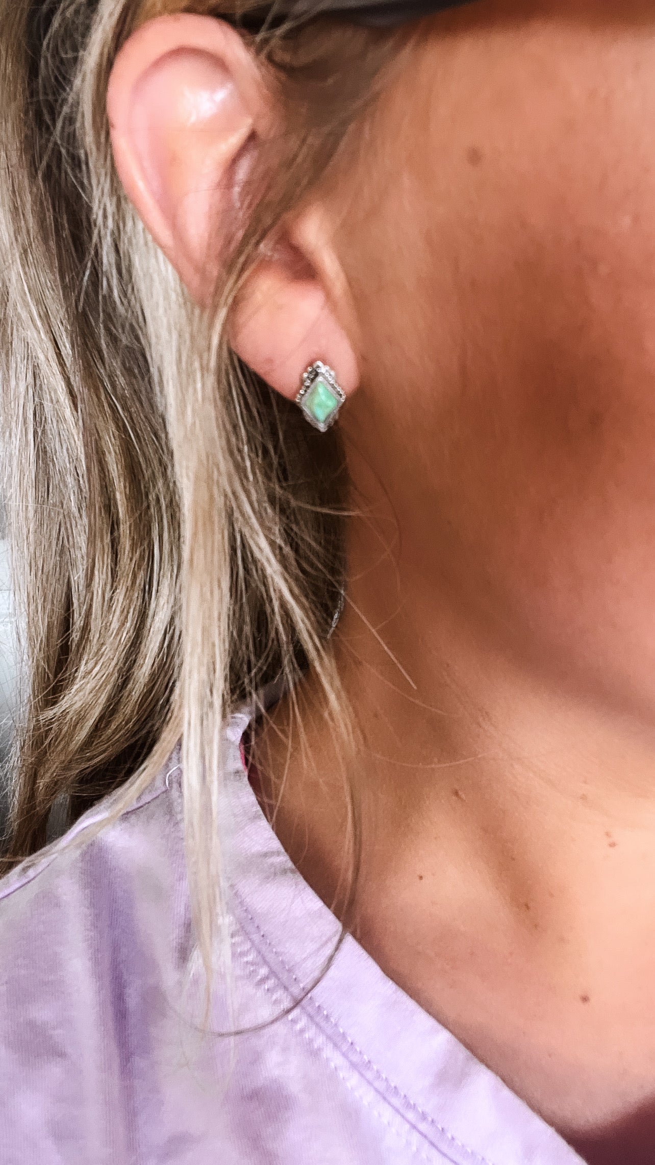 Genuine Turquoise Stud Earrings