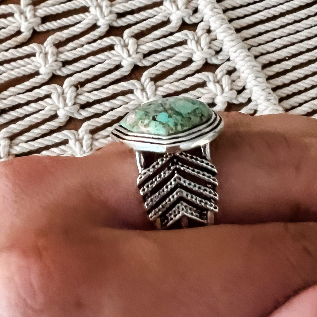 Genuine Turquoise Arrow Statement Ring