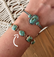 Load image into Gallery viewer, Genuine Turquoise Hammered Link Bracelet
