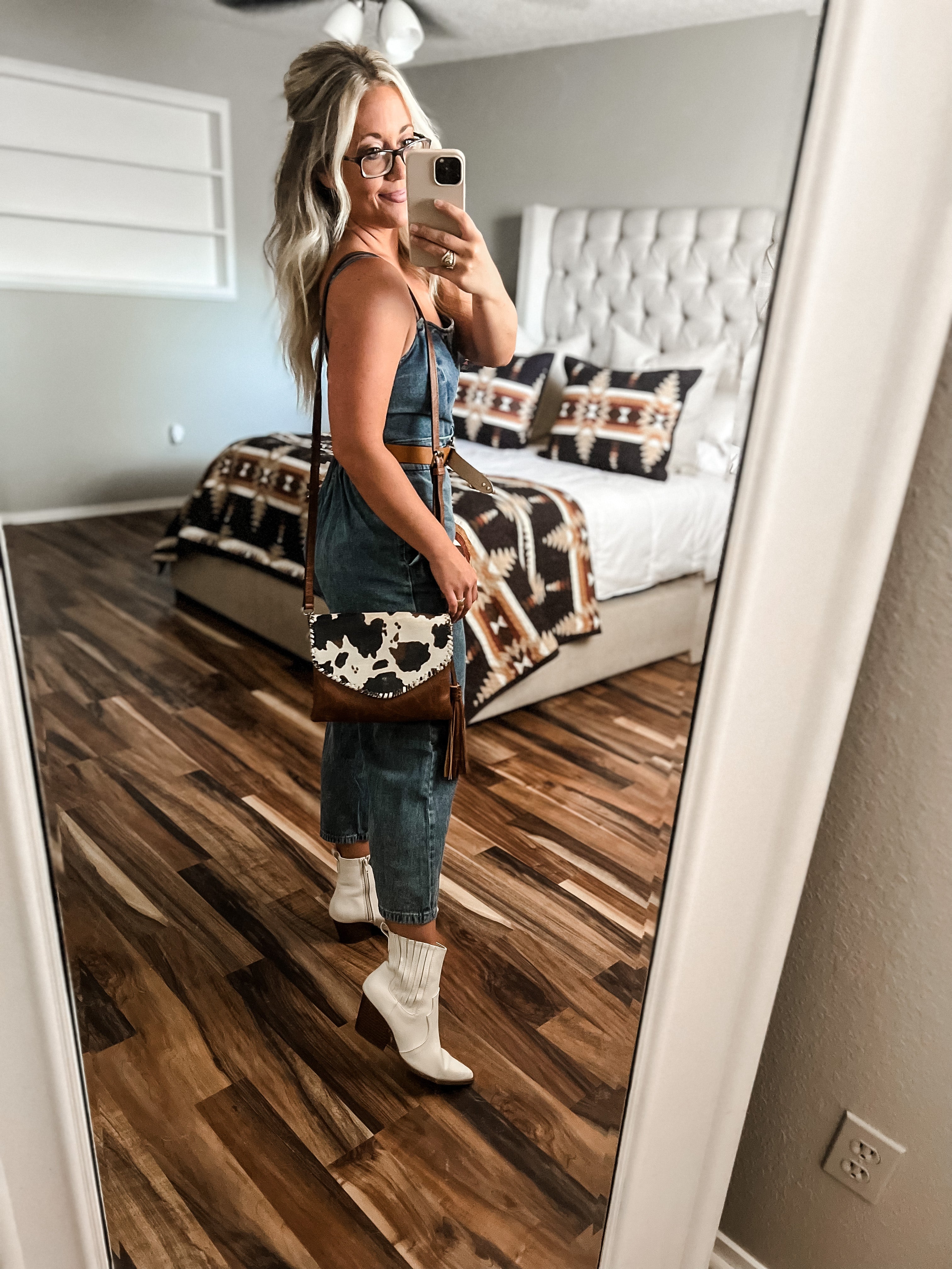 "Turnpike" Cow Print Crossbody